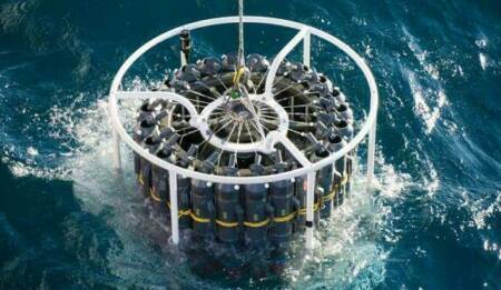 CTD launched from RV Tangaroa collection of water samples